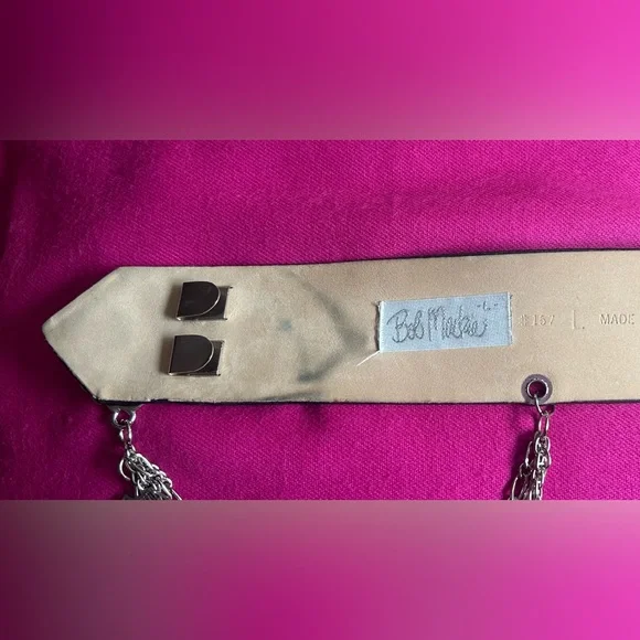 Vintage 1980’s Bob Mackie Black Cinch Belt with Silver Chain - Picture 5 of 5